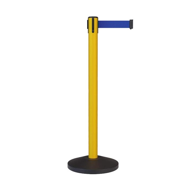 Montour Line Stanchion Belt Barrier Yellow Post 13ft.Dark Blue Belt MS630-YW-DBL-130